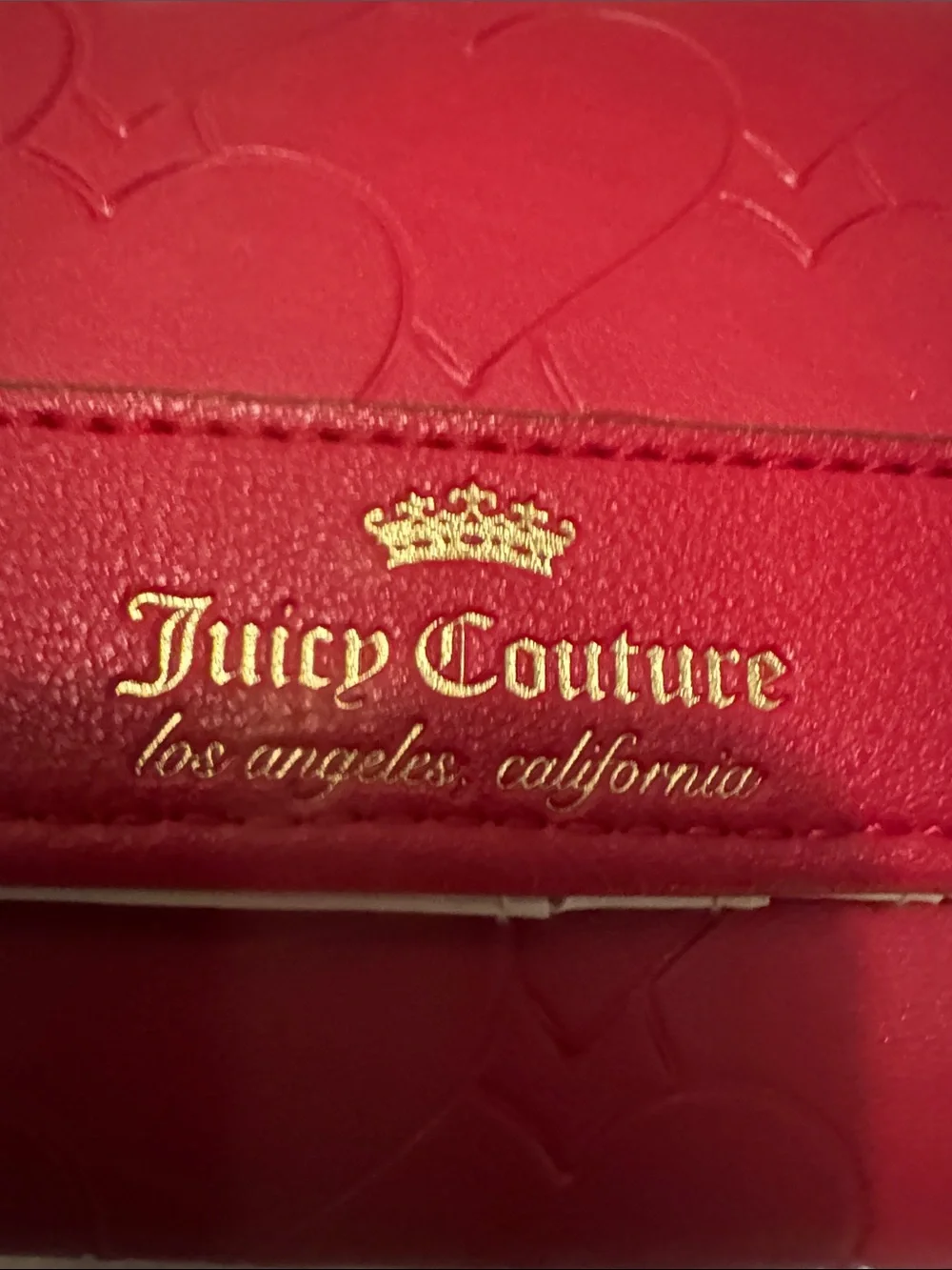 Juicy Couture Red Women's Wallet - Embossed Heart Design strap crossbody - Picture 1 of 5